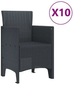 vidaXL Σετ Τραπεζαρίας Κήπου 11 Τεμαχίων Ανθρακί Πολυ Ρατάν