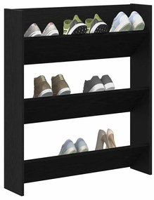 vidaXL Ντουλάπα παπουτσιών τοίχου 2 pcs Μαύρη δρυς 80 x 18 x 90 εκ