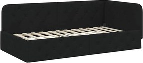 vidaXL Κρεβάτι Γωνίας Μαύρο 100 x 200 cm ύφασμα