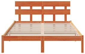 vidaXL Κρεβάτι με κεφαλάρι Καφέ 140x200 εκ μασίφ ξύλο πεύκου