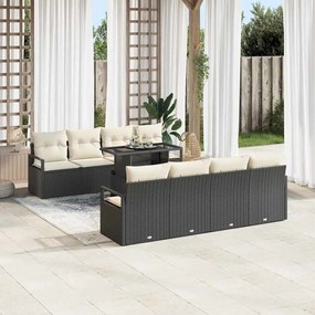 vidaXL Σετ Καναπέ Κήπου με αποθήκευση 9 pcs Μαύρο Πολυ ράταν