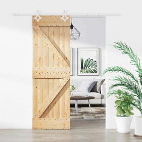 vidaXL Συρόμενη Πόρτα Φυσικό και Λευκό 70 x 210 cm