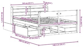 Σκελετός Κρεβατιού Χωρίς Στρώμα 135x190 εκ Μασίφ Ξύλο Πεύκου - Καφέ