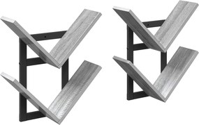 vidaXL Ράφι Τοίχου 2 pcs Γκρι Sonoma 43 x 15 x 47 εκ