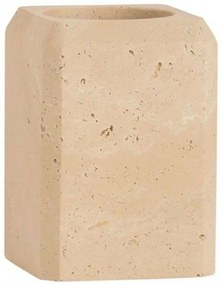 Ποτηροθήκη Travertine AH-BA24113 7,5x7,5x11cm Marble Beige Andrea House Μάρμαρο