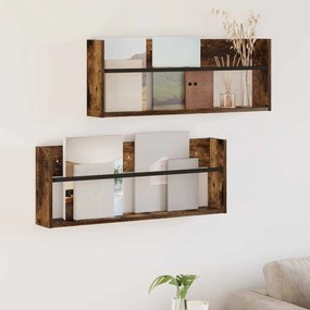 Ράφι Περιοδικών με ράφι 2 pcs Καπνιστό Δρύς 80 x 12 x 30 εκ