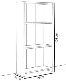 Βιβλιοθήκη Ferma sonoma-λευκό 56x20x108εκ 56x20x108 εκ.