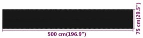 Διαχωριστικό Βεράντας Μαύρο 75x500 εκ. από HDPE - Μαύρο