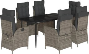 vidaXL Σετ Τραπεζαρίας Κήπου 7 τεμ. Γκρι Συνθ. Ρατάν με Μαξιλάρια