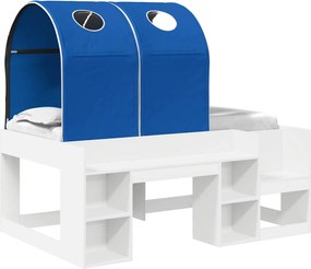 vidaXL Κρεβάτι με Σήραγγα 3 τεμ. Λευκό και Μπλε Επεξεργασμένο Ξύλο
