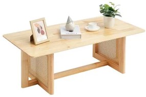 VEVOR Rattan Coffee Table Rectangle Rattan Coffee Table 1-Tier for Living Room