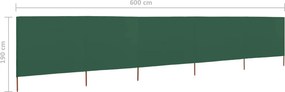 vidaXL Προστατευτικό Αέρα με 5 Πάνελ Πράσινο 600 x 160 εκ. Υφασμάτινο