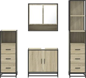 vidaXL Σετ Επίπλων Μπάνιου 4 Τεμαχίων Sonoma Δρυς Επεξεργασμένο Ξύλο