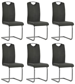Καρέκλες Τραπεζαρίας «Πρόβολος» 6 τεμ. Γκρι από Συνθετικό Δέρμα