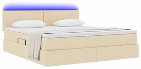 vidaXL LED Κρεβάτι αποθήκευσης με στρώμα Κρέμ 160 x 200 cm Ύφασμα