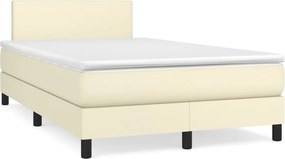 vidaXL Κρεβάτι Boxspring με Στρώμα Κρεμ 120x200εκ. από Συνθετικό Δέρμα