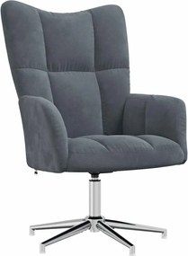 vidaXL Πολυθρόνα Relax Σκούρο Γκρι Βελούδινη με Σκαμπό