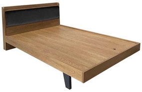 Κρεβάτι Frankly pakoworld mdf-pu σε καρυδί-μαύρο απόχρωση 150x200εκ