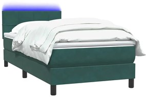 vidaXL Box Spring κρεβάτι με στρώμα σκούρο πράσινο 80x220εκ. Βελούδινο