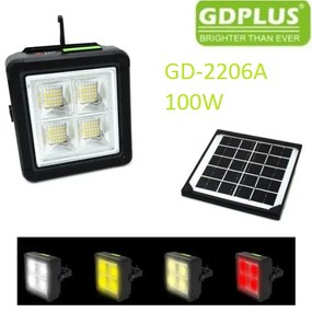 Φορητός ηλιακός προβολέας μαύρος GD-2206A 100W GDPLUS GDplus