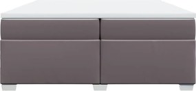 vidaXL Κρεβάτι Boxspring με Στρώμα Γκρι 200x200 εκ. Συνθετικό Δέρμα