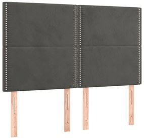 Κεφαλάρι Κρεβατιού LED Σκούρο Γκρι 144x5x118/128 εκ. Βελούδινο 3122333
