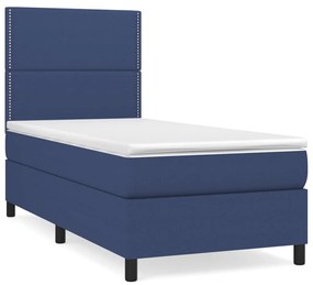 Κρεβάτι Boxspring με Στρώμα Μπλε 80x200 εκ. Υφασμάτινο - Μπλε