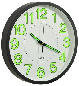 vidaXL Ρολόι Τοίχου Φωτεινό Μαύρο 30 εκ.