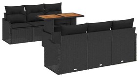 vidaXL Σετ Καναπέ Κήπου με αποθήκευση 7 pcs Μαύρο Πολυ ράταν
