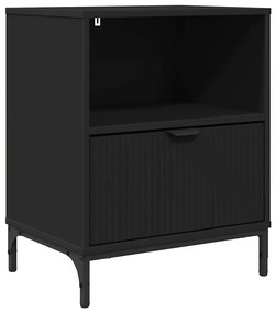 vidaXL Κομοδίνο με συρτάρι Μαύρο 49 x 36 x 61 εκ Επεξεργασμένο ξύλο