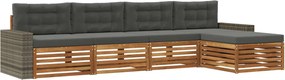 vidaXL Σειρά Καναπέ Εξωτερικού 5 pcs Φυσικό και Ανθρακί Πολυεστέρας