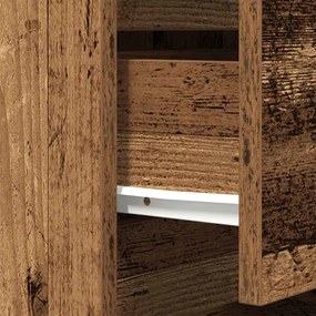Κομοδίνα με 3 συρτάρια 2 τεμάχια Παλιό ξύλο 39x35x65 εκ. - Καφέ