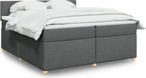 vidaXL Κρεβάτι Boxspring με Στρώμα Σκούρο Γκρι 200x200 εκ. Υφασμάτινο