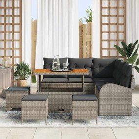 vidaXL Σετ Καναπέ Κήπου με μαξιλάρι 9 pcs Γκρι 110 x 55 x 71 εκ