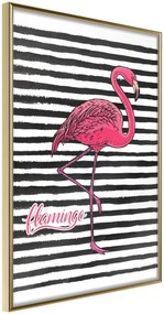 Αφίσα - Flamingo on Striped Background - 20x30 - Χρυσό - Χωρίς πασπαρτού