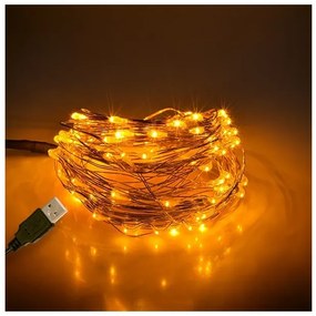 Διακοσμητική Γιρλάντα 10m 100 LED USB 6W 1600K Χάλκινο 79712 Globostar-79712-Χάλκινο 79712