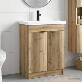 vidaXL Σετ Επίπλων Μπάνιου Artisan Δρυς 56 x 37,5 x 81 εκ