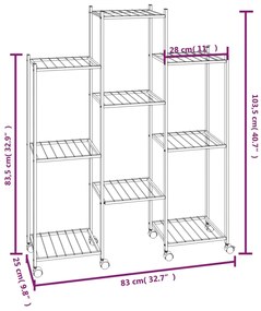 vidaXL Βάση Λουλουδιών με Ρόδες 83x25x103,5 εκ. Μαύρη Σιδερένια