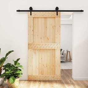 vidaXL Συρόμενη Πόρτα Φυσικό και Μαύρο 100 x 210 cm
