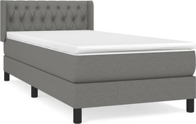 vidaXL Κρεβάτι Boxspring με Στρώμα Σκούρο Γκρι 100x200 εκ. Υφασμάτινο