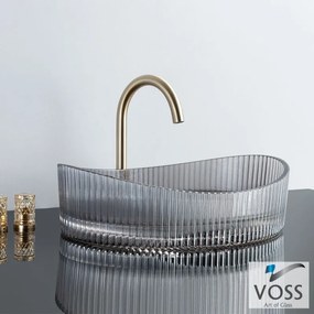 Voss Cavo Επικαθήμενος Νιπτήρας Γυάλινος 50x37,5εκ Glass Grey
