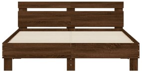 vidaXL Πλαίσιο Κρεβατιού με Κεφαλάρι Καφέ Δρυς 150x200εκ. Επεξ. Ξύλο