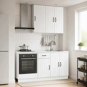 vidaXL Μονάδα κουζίνας LUCCA 5 pcs Γυαλιστερό Λευκό Επεξεργασμένο Ξύλο