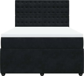 vidaXL Κρεβάτι Boxspring με Στρώμα Μαύρο 140x200 εκ. Βελούδινο