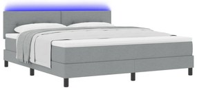 vidaXL Σπαστό Κρεβάτι με Στρώμα & LED Ανοιχτό Γκρι 180x200 εκ Ύφασμα
