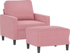 vidaXL Πολυθρόνα Ροζ 60 εκ. Βελούδινη με Υποπόδιο