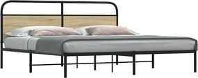 vidaXL Σκελετός Κρεβ. Χωρίς Στρώμα Sonoma Δρυς 180x200 εκ. Μεταλλικό