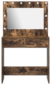 vidaXL Dressing Table με LED Φώτα Καπνιστού Δρυός 78.5x41x135 cm