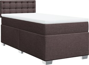 vidaXL Κρεβάτι Boxspring με Στρώμα Σκούρο Καφέ 90x190 εκ. Υφασμάτινο