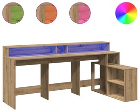 vidaXL Γραφείο με LED Αρτισιανή Δρυς 200x104x91 εκ. Επεξεργασμένο Ξύλο